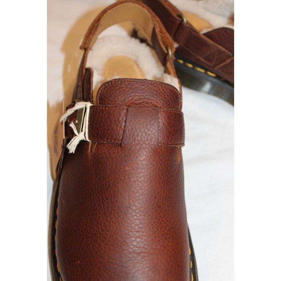 Dr Martens Men\'s Jorge Leather Shearling Slingback Mule Clog Cashew Brown 13 NIB main image 4